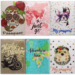 Passport Case, Travel Holder, PU Leather, Slim Cover, Gift for Women Men Kids - Picture 1 of 21
