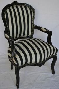 LOUIS XV ARM CHAIR FRENCH STYLE CHAIR VINTAGE BLACK AND WHITE