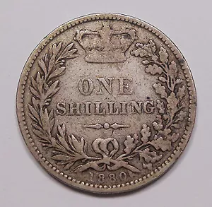 Great Britain 1880 SILVER Shilling VG-F BETTER Date Early Queen Victoria UK Coin - Picture 1 of 2