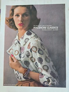 Blusa Macshore Classics 1960 para mujer con estampado de reloj de seda anuncio de moda vintage - Imagen 1 de 1