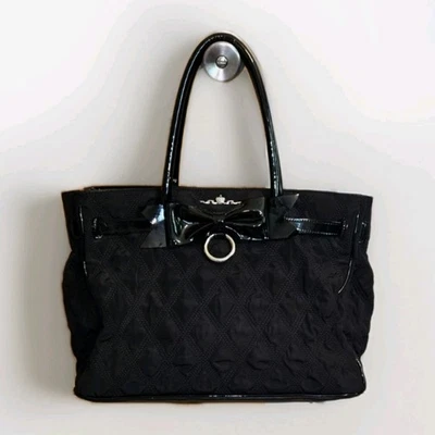 Brighton My Flat in London Black Miss Bond Bow Tote Handbag Satchel • EUC  - Image 1 of 4