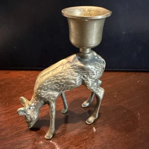 2165 Vintage ONE Brass Doe Deer Candle Holder - Picture 1 of 4