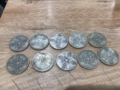 George V Silver Florins x10  - Image 1 of 3