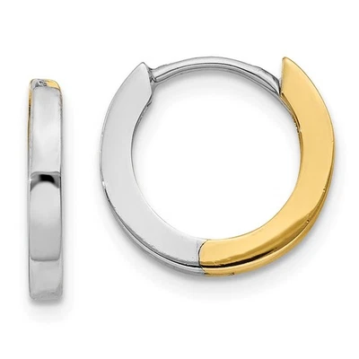 10k Two-tone Gold 8mm Round Hinged Hoop Earrings - Image 1 of 4