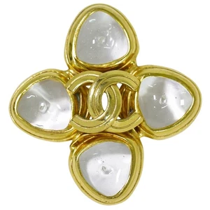 Broche CHANEL CC chapado en oro transparente - Imagen 1 de 8