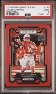 2024 Panini Draft Picks Red Prizm Arch Manning #192 /299 PSA 9 Texas RC - Picture 1 of 2