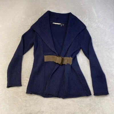 Cárdigan suéter tejido con cinturón cuello chal azul marino Soft Surroundings para mujer S Foto 1 de 4