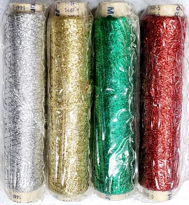 Rhode Island Textiles (YLI) Metallic Ribbon Floss Lot of 4 CHRISTMAS COLORS (1) - Image 1 of 4