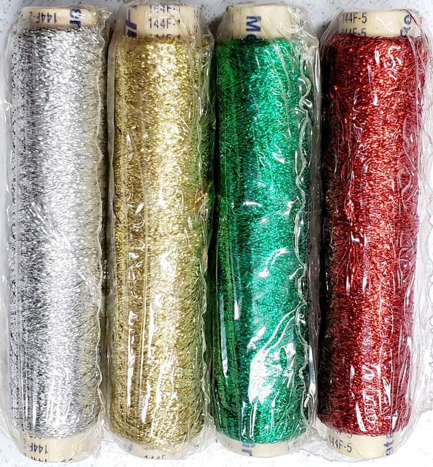 Rhode Island Textiles (YLI) Metallic Ribbon Floss Lot of 4 CHRISTMAS COLORS (1) - Image 1 of 4