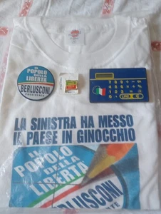 T-SHIRT Berlusconi -rialzati Italia -bandierina F.i.del 94 ,spilla.convertitore - Foto 1 di 4