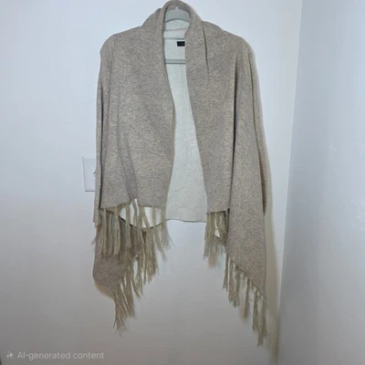 Cárdigan Love Token Poncho Tostado Nylon Lana Flecos Talla S Foto 1 de 4
