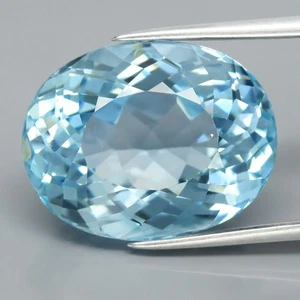 💎 19.23ct 17.5x13.5mm VVS Oval Natural Blue Topaz - Brazil Gemstone - Picture 1 of 4