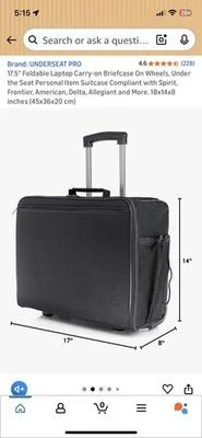 Carry On Luggage with Wheels, 15 Inch Underseat Spinner Luggage Pro, Undersea... - Image 1 of 4
