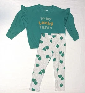 Carter’s Green Gray Floral Top & Leggings Girls 2 Piece Set 2T/2/A - Picture 1 of 7