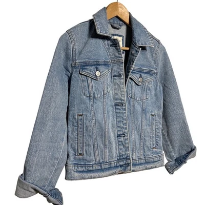 Chaqueta de Camionero Denim Lavado Ligero Abercrombie & Fitch Azul Calce Clásico Talla Mediana Foto 1 de 4
