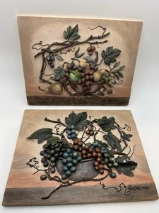 2 Signed Lisa White Vineyard Blessings 3D Resin Wall Tile Plaques 6x8”, 1998 EUC - Picture 1 of 9