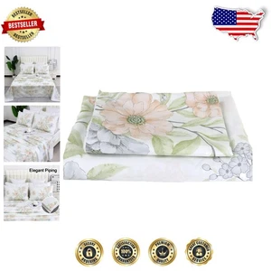 Set biancheria da letto matrimoniale botanica - lenzuola floreali 100% cotone con disegno tasca profonda - Foto 1 di 11