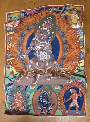 Vintage/Antiguo Thangka Tibetano Membar Buda Pintado a Mano Edad Desconocida Ver Fotos Foto 1 de 4