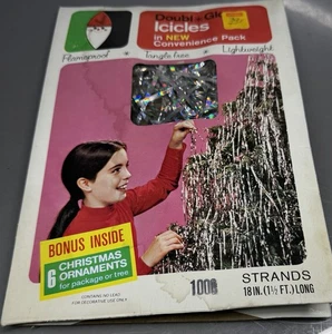Vintage -  "Doubl*Glo" Silver Icicle Package ~ Partial Box ~Christmas Cut Out - Picture 1 of 8