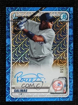 2020 Bowman Chrome Prospect HTA Choice Blue Mojo Refractor Raimfer Salinas Auto - Image 1 of 2