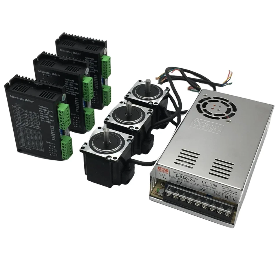 3 Axis Nema 23 Schrittmotor 1.2Nm/2Nm/3Nm Φ8mm &Driver DM556 & 24V Power CNC Kit - Bild 1 von 4