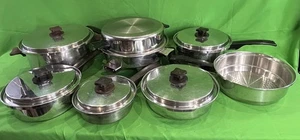 InKor 3-Ply 18-8 Stainless Steel Cookware Set Fryer Sauce Pans Lids USA Made - Picture 1 of 14