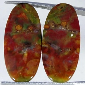 18.10Cts. 100% Natural Blood Stone Gemstone Cabochon Pair 12X25X3MM - Picture 1 of 4