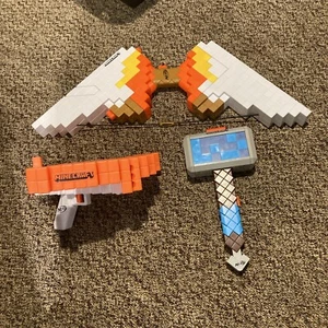 Minecraft Nerf Crossbow, Hammer, and Bow & Arrow Toy Play Set Life Size - Picture 1 of 13