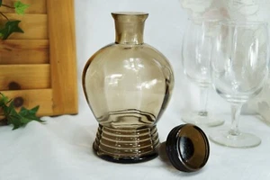 Schnapskaraffe aus getöntem Glas, Glasstopfen, transparent braun, Sammlerstück - Bild 1 von 12