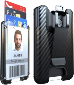 LIUGX Ausweishalter, Ausweishalter mit Metallclip - robustes Polycarbonat (Halter - Bild 1 von 12