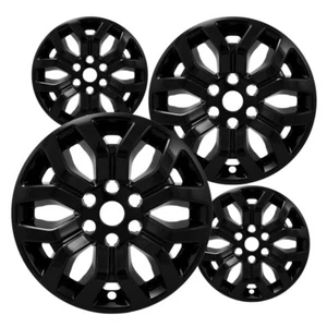 Set of 4 Gloss Black 18" Impostor Wheel Skins for 21-22 Ford F-150 Rim Covers - Picture 1 of 4