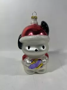 Pochacco Glass Christmas Ornament Holding Gift 2000 Sanrio Hello Kitty Friend - Picture 1 of 6