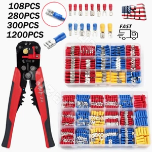 1200X Quick Disconnect Electrical Insulated Crimp Wire Connectors Assortment Kit - Picture 1 of 46