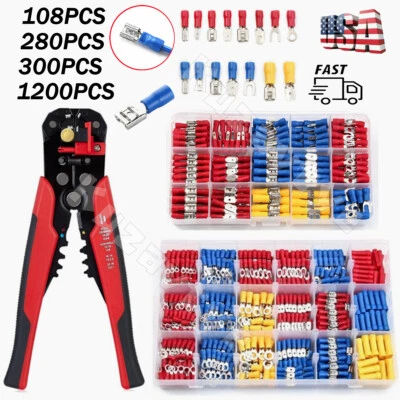 300/1200PCS Assortment Electrical Wire Connectors Insulated Crimp Terminals Kit - Image 1 of 4
