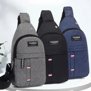 Unisex Sling Chest Pack Polyester Shoulder Bag USB Charging Sports Crossbody Bag - Picture 1 of 8