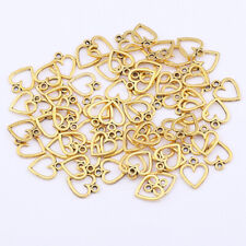 100 Antique Gold Open Heart Charms Pendants Beads 2 Sided for Jewellery Making