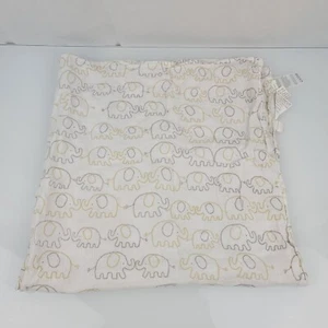 Sumersault white gray tan brown Elephant Cotton Muslin Baby Swaddle Blanket - Picture 1 of 5
