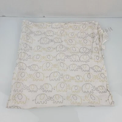 Manta Sumersault blanca gris tostada marrón elefante algodón muselina bebé Foto 1 de 4