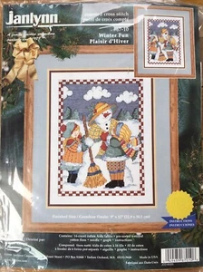 Janlynn Counted Cross Stitch Kit 67-10 Winter Fun Snowman Sealed - Picture 1 of 3