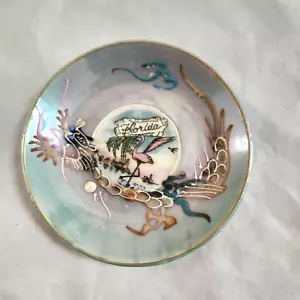 Piatto souvenir vintage Dragonware Florida piatto bigiotteria drago fenicottero Giappone - Foto 1 di 4