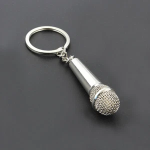 Hip-hop Microphone Metal Keychain for Woman Men Mini Microphone Key Ring Car Key - Picture 1 of 12