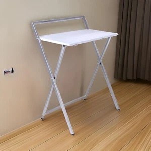 NEW Large Folding White TV Table Side Fold Computer Desk Table Dinner Tea Coffee - Picture 1 of 4