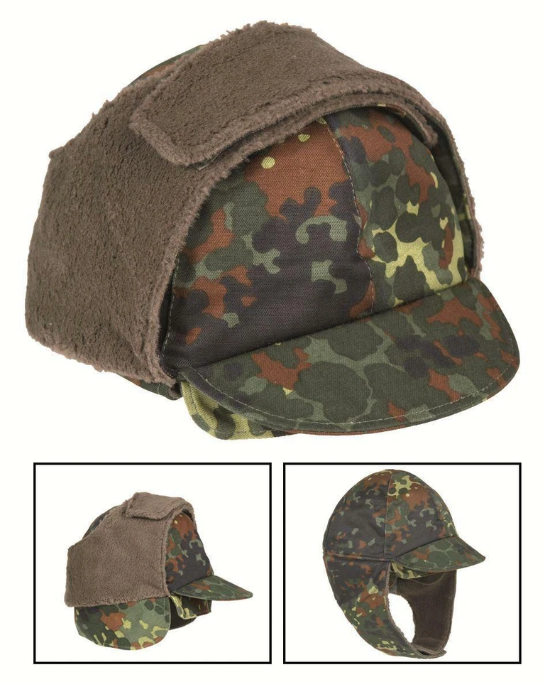 Original German army surplus winter hat cap neck cover  flecktarn thermal - Image 1 of 1