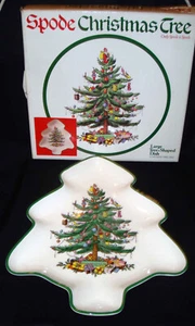 Piatto porta biscotti caramelle vintage Spode England S3324-K a forma di albero di Natale con scatola - Foto 1 di 4