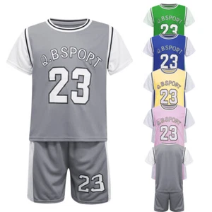 Kids Boys Outfits Quick-Drying Set Workout Suit Short Sleeve Running Tracksuit - Picture 1 of 48