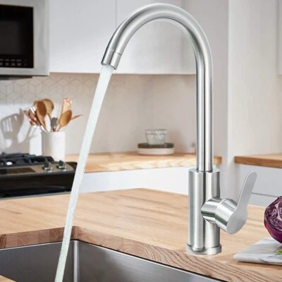 Miscelatore rubinetto cucina lavello 360° monocomando nichel spazzolato plastic - Immagine 1 di 4