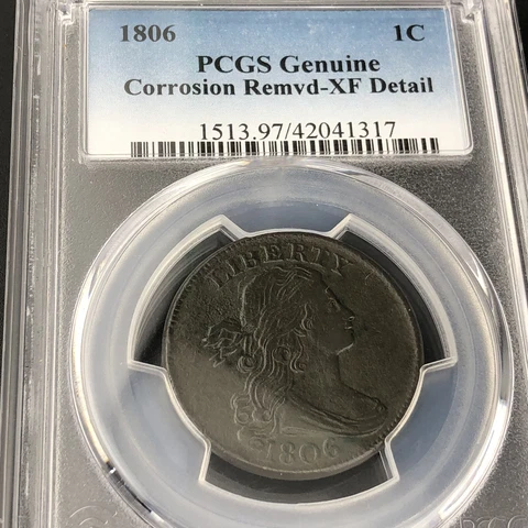 1806 Draped Bust Large Cent PCGS XF Detail - Genuine Cover