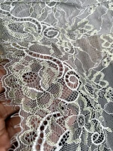 10/1 Meter Stretchable Lace Trim OFF WHITE & LIGHT GREEN & LIGHT GREY 24CM - Picture 1 of 3