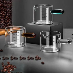 60/125ml Glass Espresso Cup V-shape Mouth Milk Coffee Mug Shot Measuring Cup - Picture 1 of 12