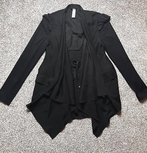 HIGH Claire Campbell Asymmetric Ruffle Blazer Jacket Size 14UK 10US L Black - Picture 1 of 13